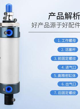 MAL迷你气缸铝合金小型气动MALD16/20/25/32/40X25X50X75X100MALJ