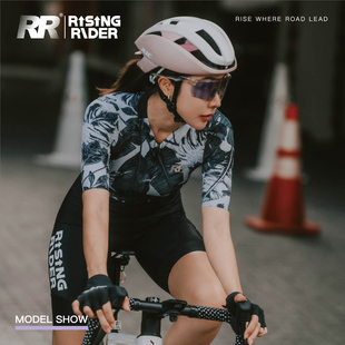 RR2025春夏款热带植物印花女士短袖上衣速干透气公路自行车骑行服