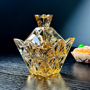 2025新款 水晶玻璃碗糖果罐收纳盒带盖干果盘精致小果盘高级感容器