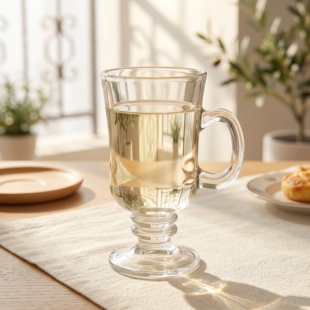 水晶玻璃杯水杯茶杯高脚加厚咖啡果汁喝水专用杯子带把手女高颜值