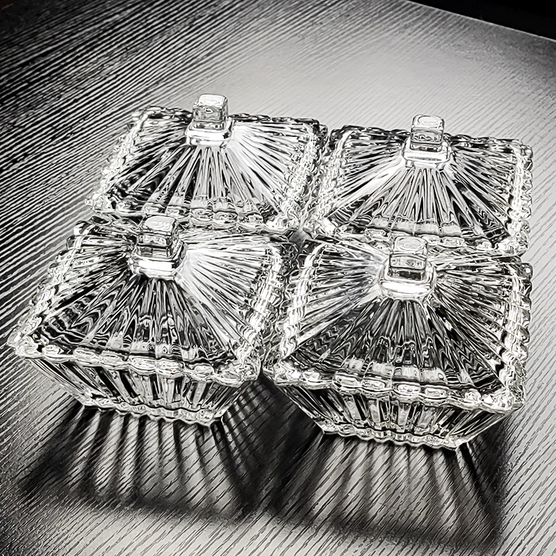 水晶玻璃碗方形带盖糖果盒瓜子盘水果碟轻奢高档高端高级感高颜值