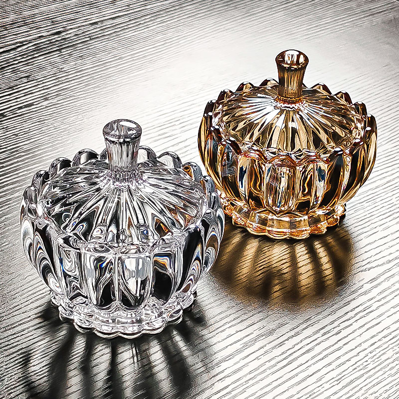 2025新款水晶玻璃碟带盖甜品碗糖果罐水果盘精致小碟子果盘收纳盒