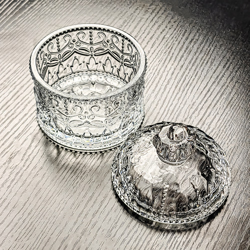 水晶玻璃碗带盖透明糖果罐高颜值