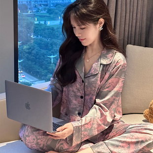 冰丝薄长袖 高级感夏款 睡衣女春秋款 2025新款 夏季 可外穿家居服套装