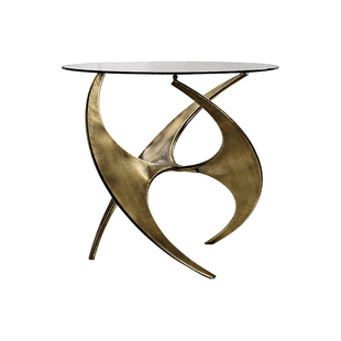 玛吉斯北欧设计师款 简约玻璃钢茶几意式 极简金属玻璃咖啡圆桌边几