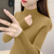 女装 芥黄色长袖 针织衫 2025秋冬新款 半高领毛衣加厚款 内搭打底上衣