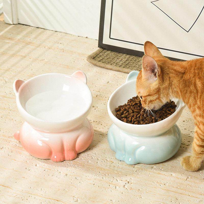 渐碗变猫陶瓷保护颈椎猫咪碗食盆猫水碗猫盆狗碗斜口宠物碗防打翻,宠物/宠物食品及用品,宠物智能碗,淘宝优惠券,粉丝福利购,淘宝优惠卷
