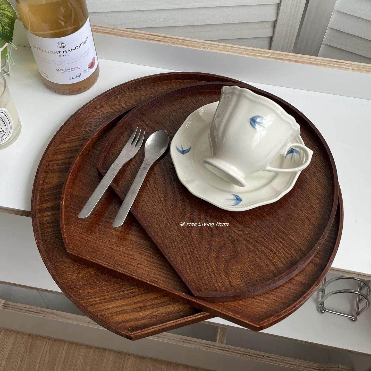 日式仪式感一人食餐盘复古木质餐用托盘月子餐盘半圆形茶盘上菜盘,餐饮具,餐用托盘,淘宝优惠券,粉丝福利购,淘宝优惠卷