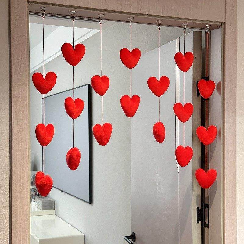 结婚挂件婚房爱心门帘布置新房卧室背景装饰用品婚礼出片拍照道具