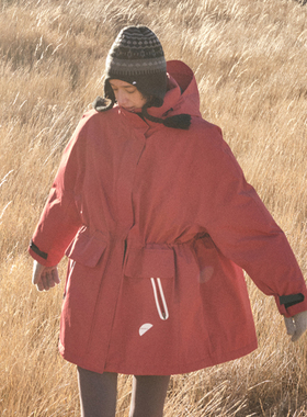 三防复合面料 半圆女[复古]2025秋冬宽松休闲立领连帽羽绒服女