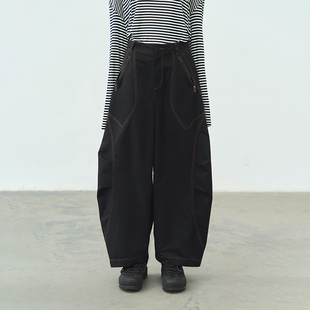 子女休闲弯刀裤 半圆原创设计女装 宽松廓形垂感裤 2025夏季 运动