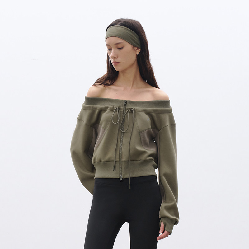 半圆原创设计女装[运动]2026春修身休闲一字领空气层蝙蝠袖短外套,女装/女士精品,短外套,淘宝优惠券,粉丝福利购,淘宝优惠卷
