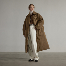 韩国面料半圆原创设计女装2025年冬季长款高端洋气风衣式羽绒服女