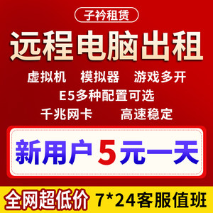 远程云电脑服务器出租E3E5单双路虚拟机游戏模拟器多开单窗口单ip