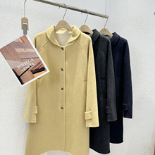 12.12 福利 XIA-A505韩版木制扣翻领中长款双面绵羊毛大衣