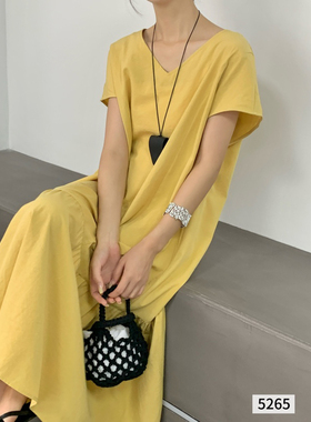 6.25 福利 LY-5265韩版休闲锦棉V领飞袖连衣裙