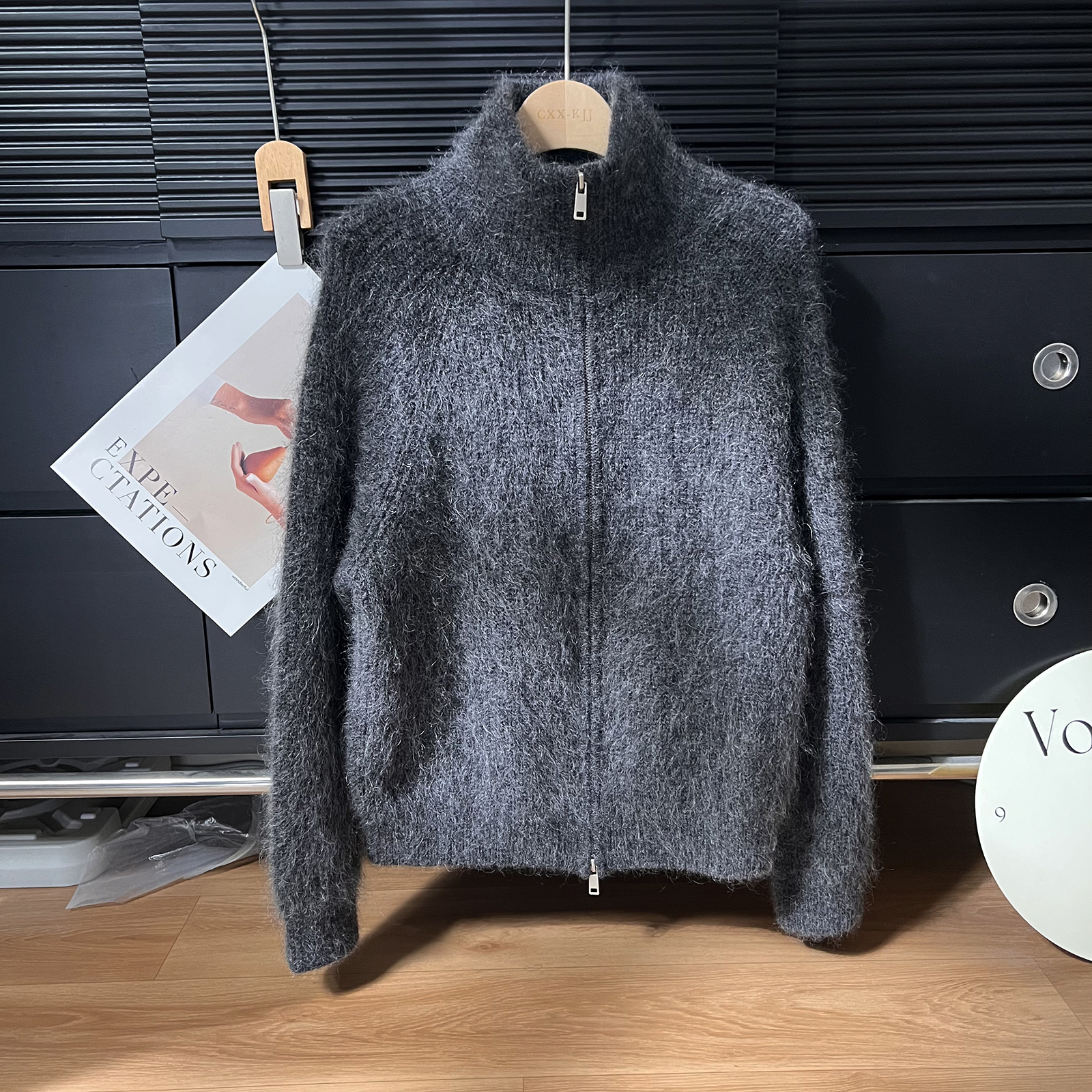 幼崽马海毛双拉链头开衫