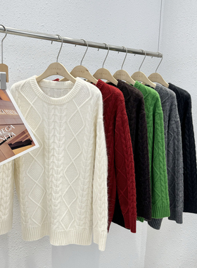 12.18 福利 HONG-6661韩版加厚圆领麻花套头绵羊毛毛衣