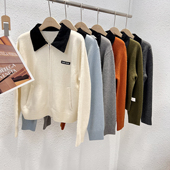 饰翻领双拉链头全羊毛开衫 1.25 26855韩版 小标装 福利 CHUQ