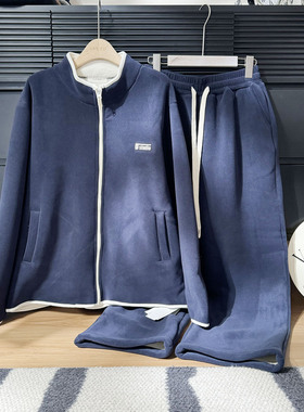 11.5 XJ-25160拉链立领暖绒男友面包衣男士家居服套装