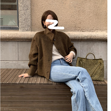 11.29 冬季新款 XIA-357韩版手工缝制短款立领苏力大衣