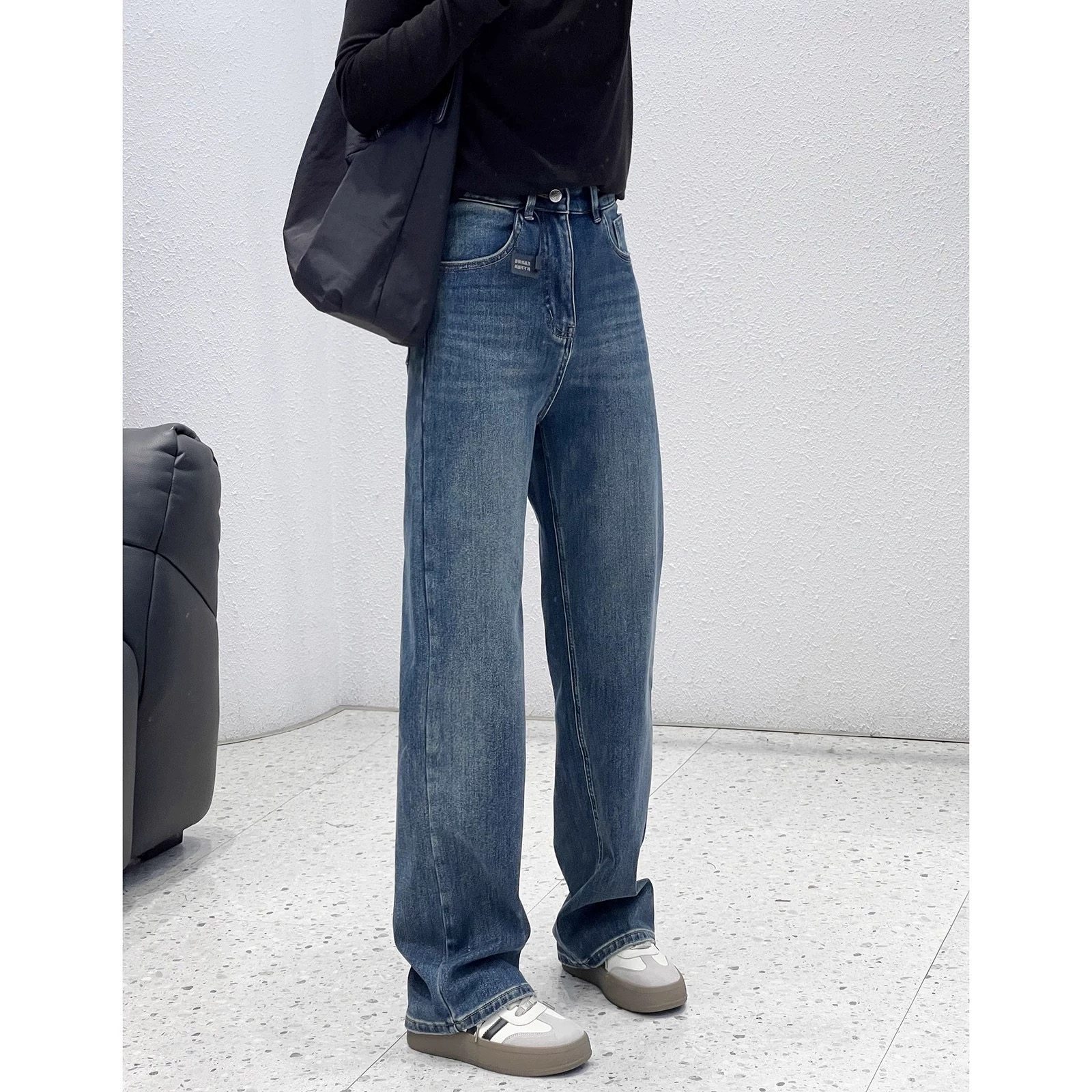 12.18 冬季新款 MY-5950韩版高定万向弹显瘦特绒窄版牛仔直筒裤