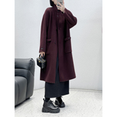 福利 XIA 5019韩版 1.25 100绵羊毛立领长款 手工缝制双面大衣