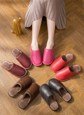 10.21 MSY-182头层牛皮毛毛家居拖鞋