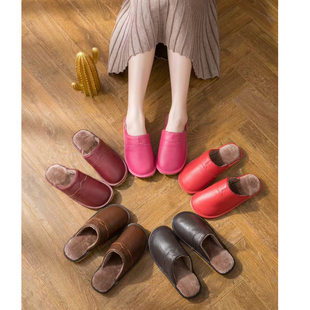 182头层牛皮毛毛家居拖鞋 10.21 MSY