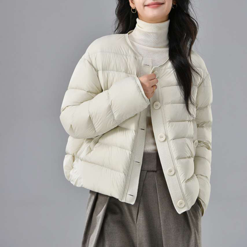 10.20 冬季新款 XHS-7702韩版90白鸭绒圆领绗线短款羽绒服