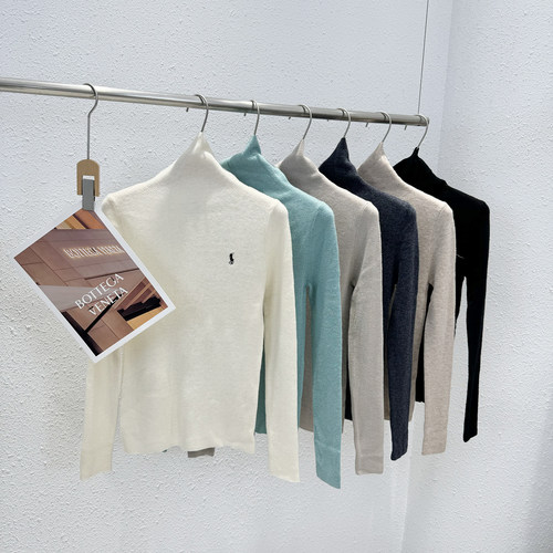 小马刺绣高领加厚全羊毛打底衫