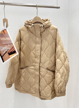 12.21 福利 JSJ-8815韩版90白鸭绒菱格绗线连帽宽松羽绒服
