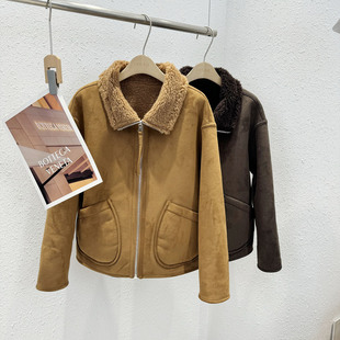 麂皮绒一体100绵羊毛两面穿羊羔毛厚外套 2451韩版 11.16