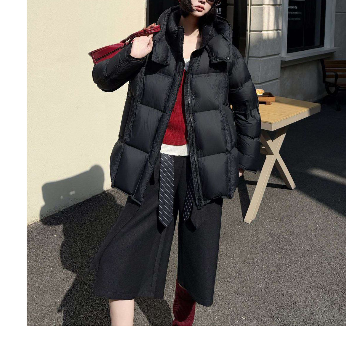 90白鸭绒连帽加厚面包羽绒服