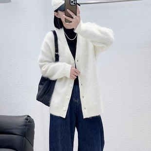 福利 进口高配幼崽马海毛V领开衫 LGM 42韩版 12.25