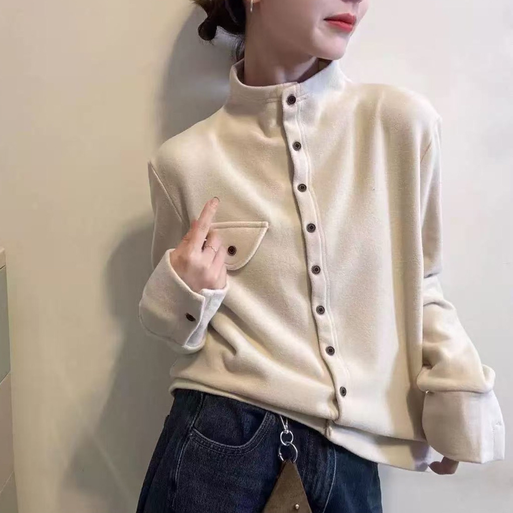 双面德绒小立领打底衫