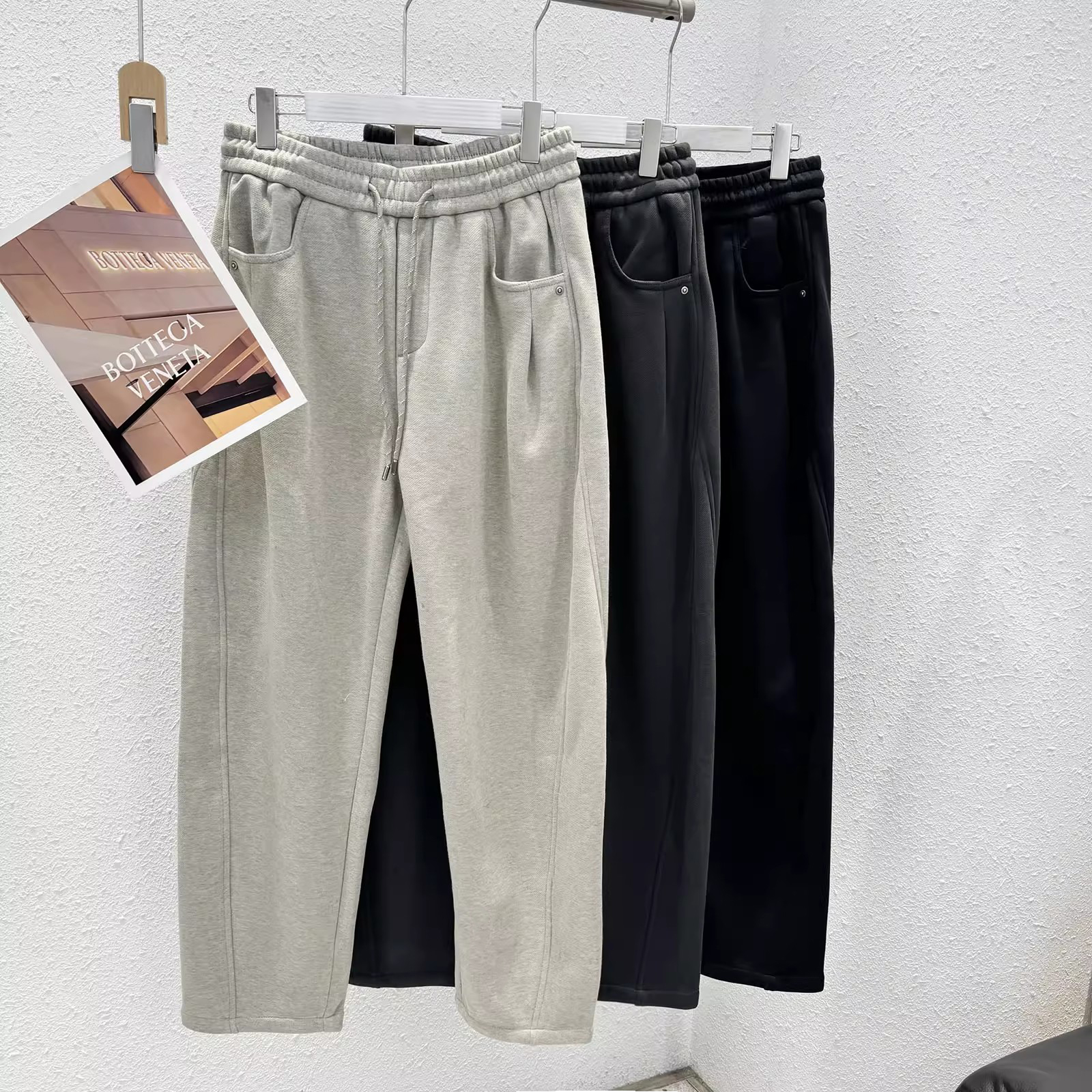 抽绳松紧腰男士奥粒绒小弯刀裤