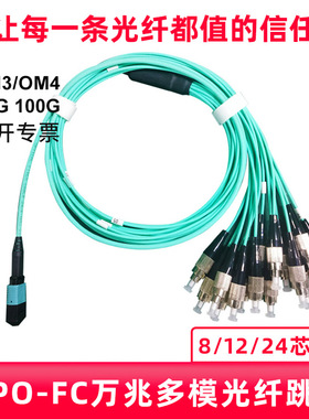 永定MPO转FC SC ST多模万兆光纤跳线mtp-fc光纤跳线40G qsfp大数据中心光模块8芯12芯定制APC预端接10G分支