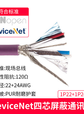 永定Canopen通讯电缆DeviceNet通讯屏蔽Canopen通信线PUR总线CAN