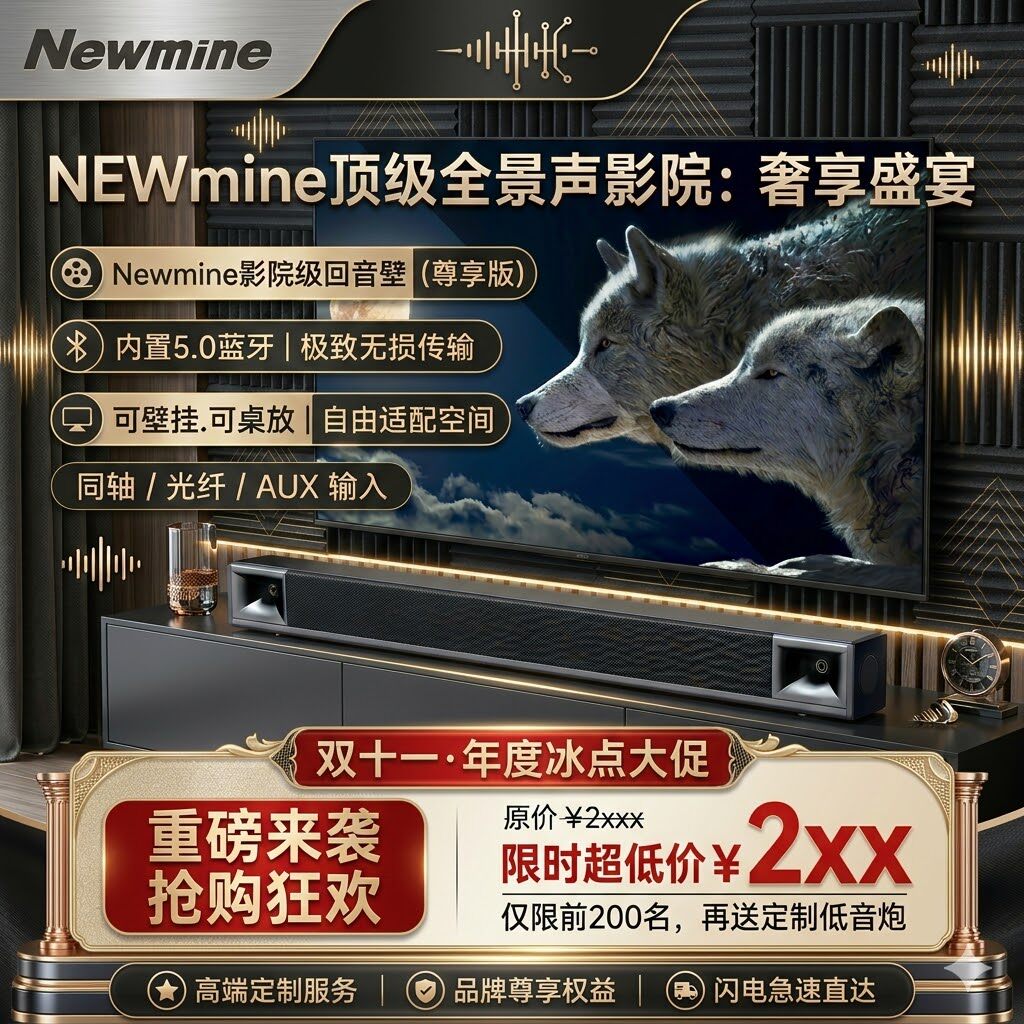 纽曼G507回音壁音响家庭影院K歌 家用客 厅 壁挂音响 条形音箱