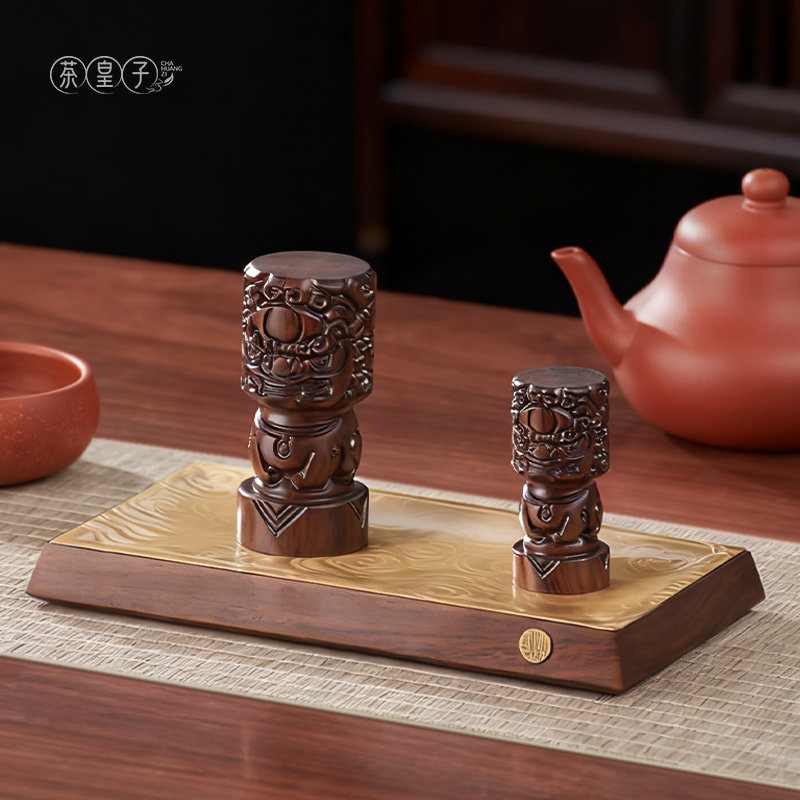 茶皇子黑檀木晾壶架实木盖置紫砂壶盖托茶壶架家用茶道小摆件配件