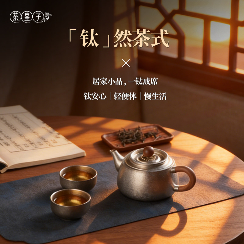 茶皇子纯钛茶壶个人泡茶专用便携式一人独饮功夫茶具套装高档喝茶