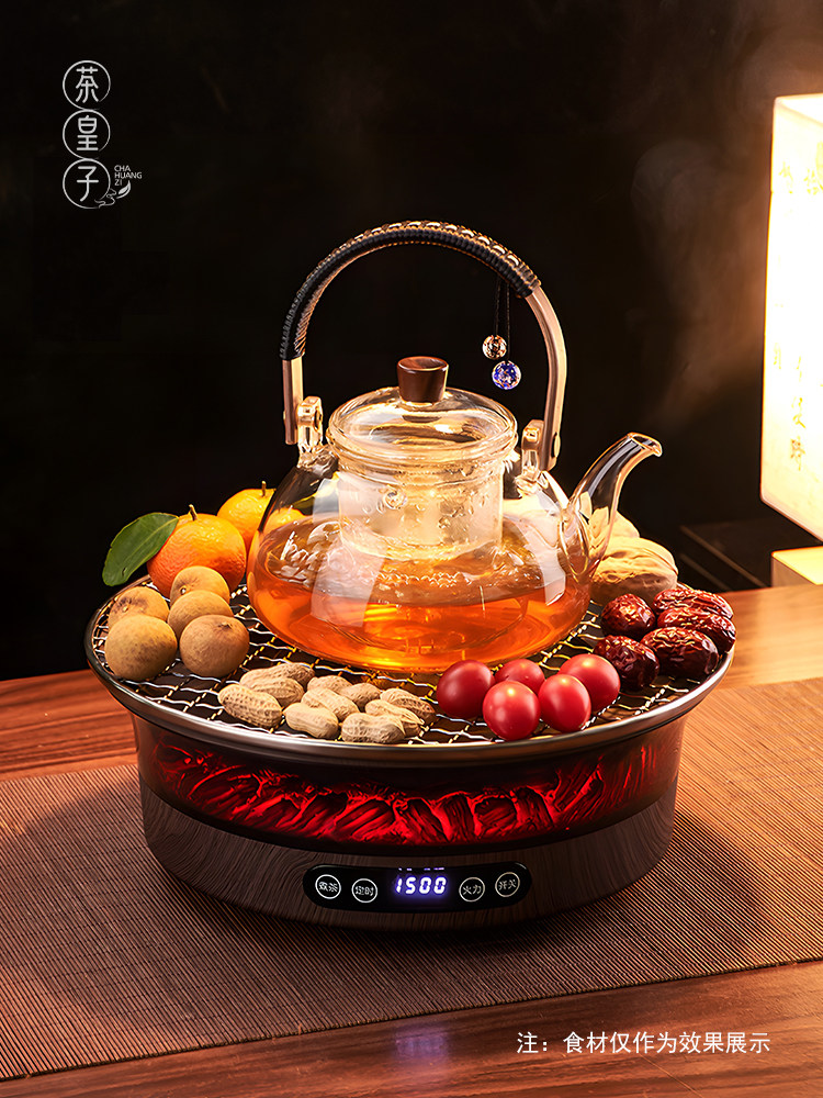 茶皇子围炉煮茶室内家用电陶炉2025新款玻璃泡茶壶烤火炉茶具套装