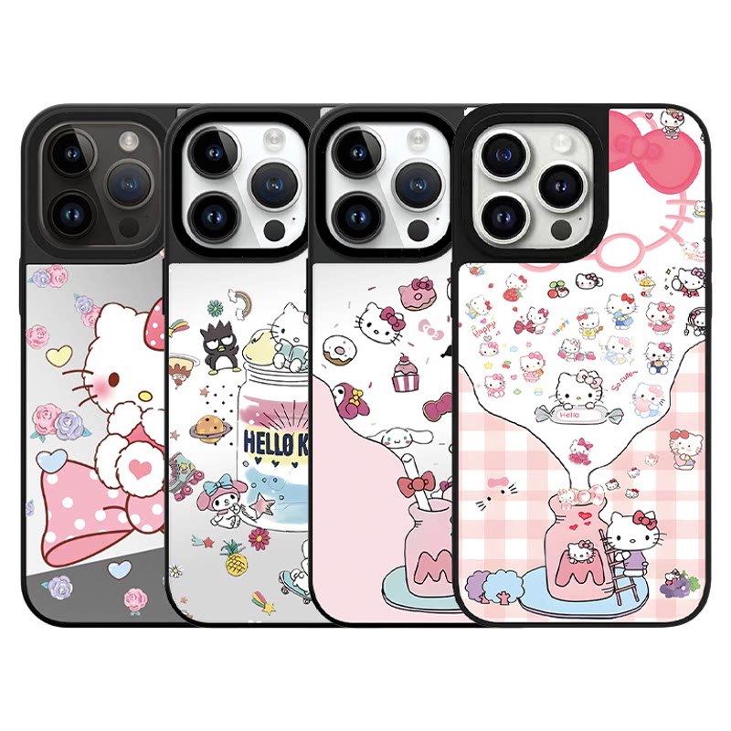 新款粉色奶瓶KT猫适用于苹果17Air镜面磁吸手机壳卡通透明防摔