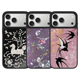 新款春日飞燕百花齐放川贝母款手机保护壳适用於苹果17ProMax/Air镜面iPhone16Pro磁吸15防摔14高级13/12系列