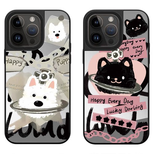 明星同款西高地太后小狗猫咪适用于苹果镜面磁吸手机壳iPhone17Air防摔16ProMax高级感15/14/13/12系列保护套