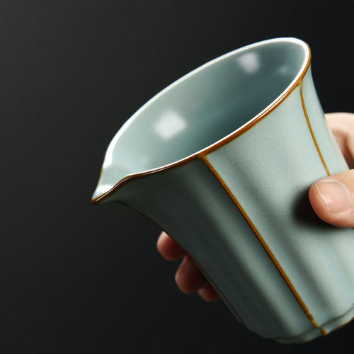 公道杯天青汝窑开片冰裂大号公杯茶海分茶器功夫茶具陶瓷汝瓷茶道