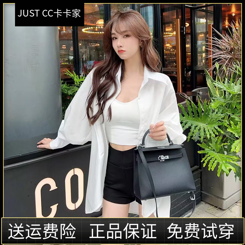 JUSTCC卡卡女装时尚杂志羊腿袖白衬衫女百搭防晒衬衣