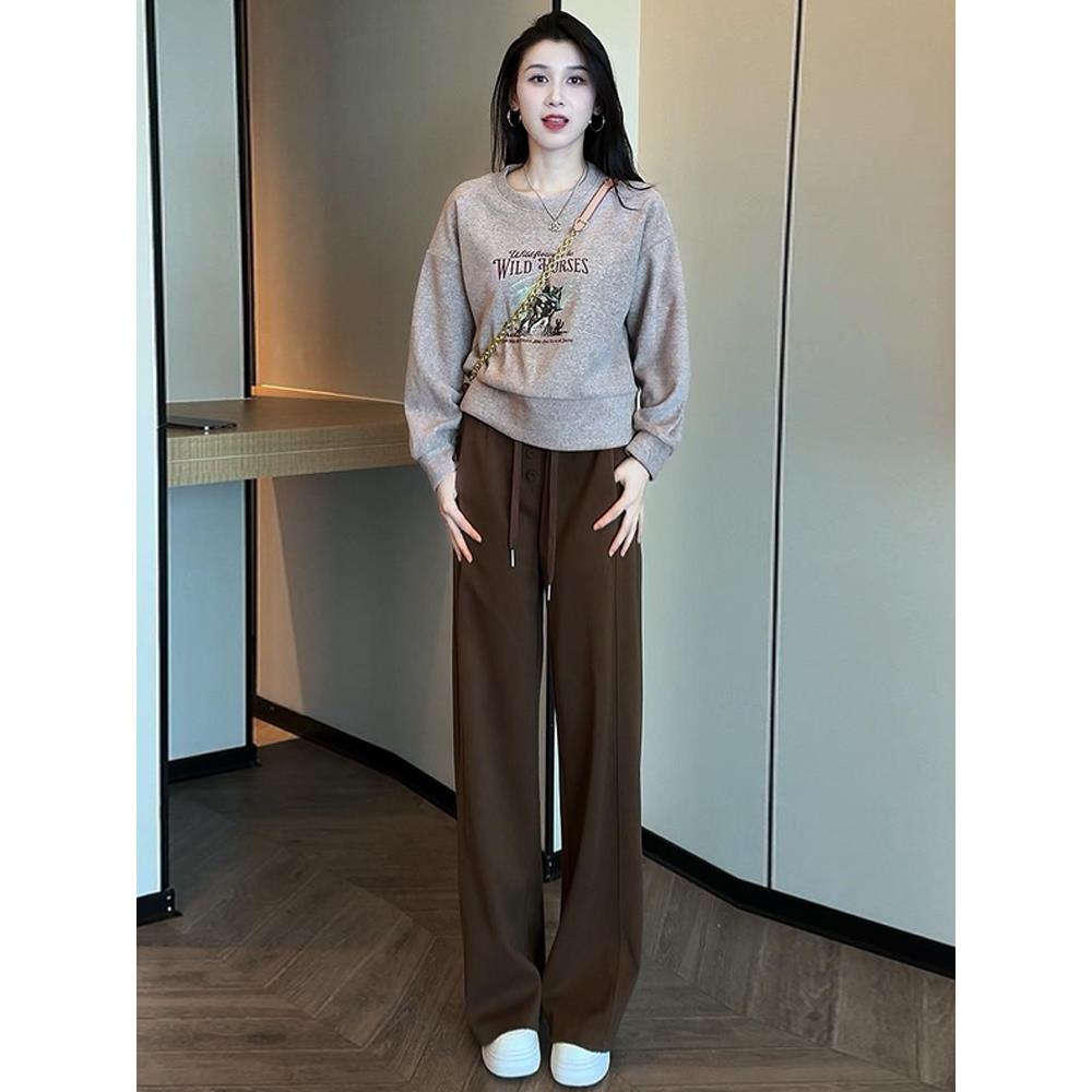 JOYIASS休闲运动套装女2025秋季新款洋气显瘦印花圆领卫衣阔腿裤
