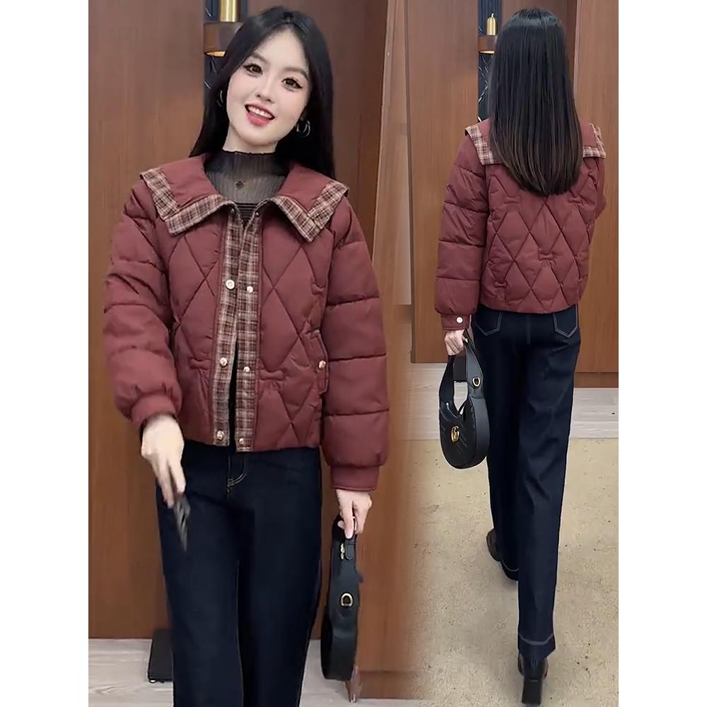 JOYIASS时尚短款服女2025冬季新款洋气显瘦翻领保暖小个子袄外套